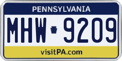 PA license plate MHW9209
