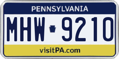 PA license plate MHW9210