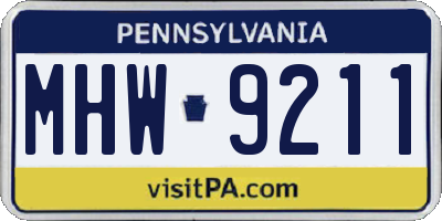 PA license plate MHW9211