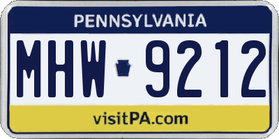 PA license plate MHW9212