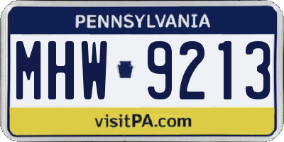 PA license plate MHW9213