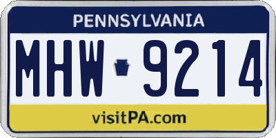 PA license plate MHW9214