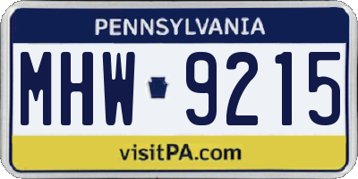PA license plate MHW9215
