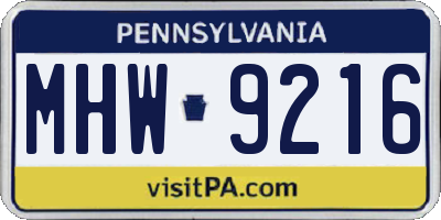 PA license plate MHW9216