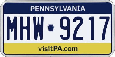 PA license plate MHW9217