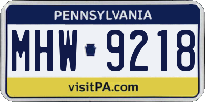 PA license plate MHW9218