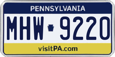 PA license plate MHW9220