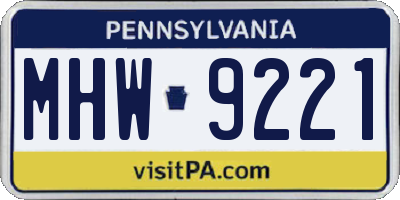 PA license plate MHW9221