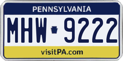 PA license plate MHW9222