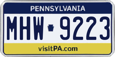 PA license plate MHW9223