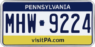 PA license plate MHW9224