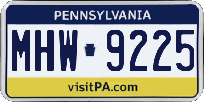 PA license plate MHW9225