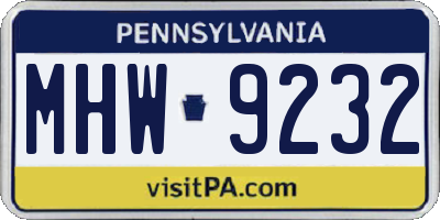 PA license plate MHW9232