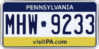PA license plate MHW9233