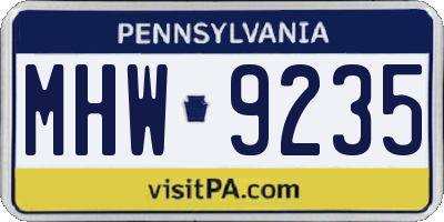 PA license plate MHW9235