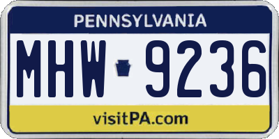 PA license plate MHW9236