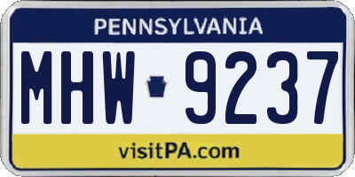 PA license plate MHW9237