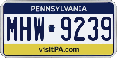 PA license plate MHW9239