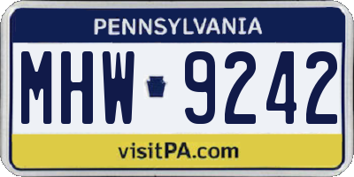 PA license plate MHW9242