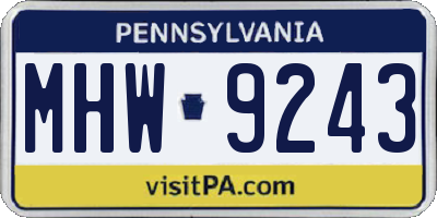PA license plate MHW9243