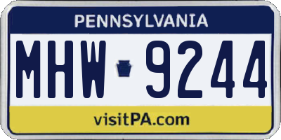 PA license plate MHW9244