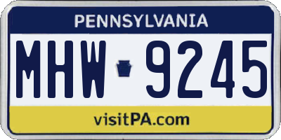 PA license plate MHW9245