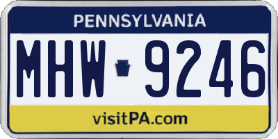 PA license plate MHW9246