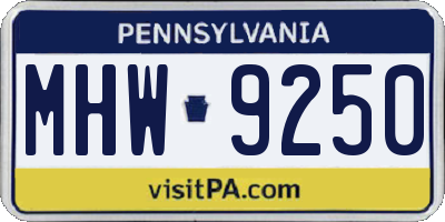 PA license plate MHW9250