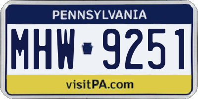 PA license plate MHW9251