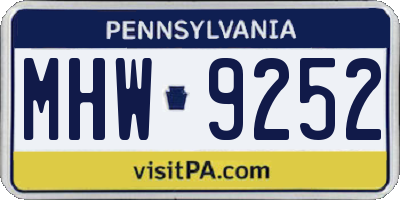 PA license plate MHW9252