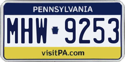 PA license plate MHW9253