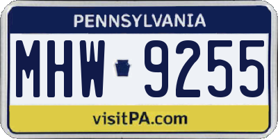 PA license plate MHW9255