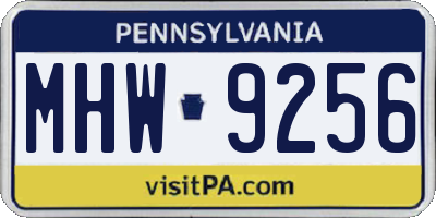 PA license plate MHW9256