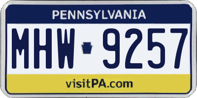 PA license plate MHW9257