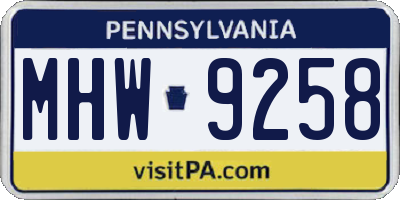 PA license plate MHW9258