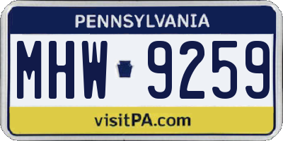 PA license plate MHW9259