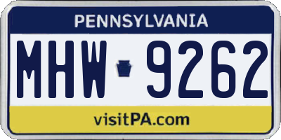 PA license plate MHW9262