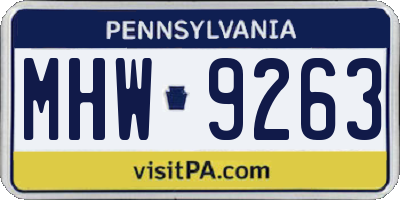 PA license plate MHW9263