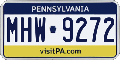 PA license plate MHW9272