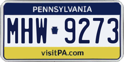 PA license plate MHW9273