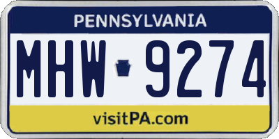 PA license plate MHW9274