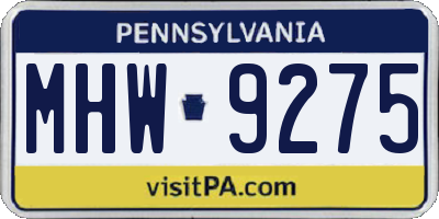 PA license plate MHW9275