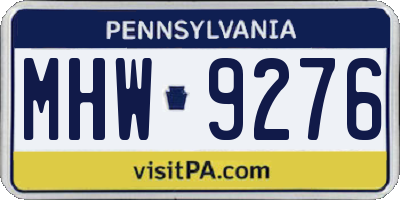 PA license plate MHW9276