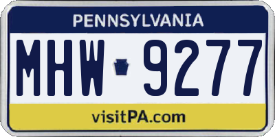 PA license plate MHW9277