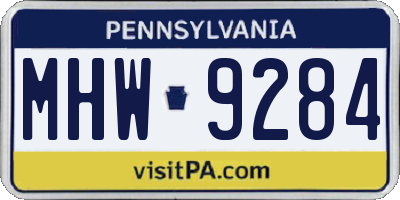 PA license plate MHW9284