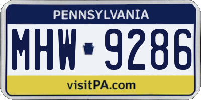PA license plate MHW9286