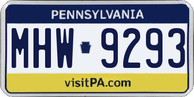 PA license plate MHW9293