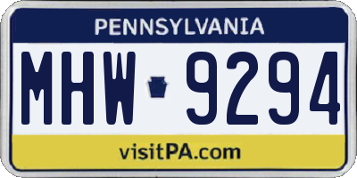 PA license plate MHW9294