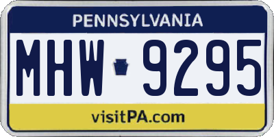 PA license plate MHW9295
