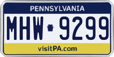 PA license plate MHW9299